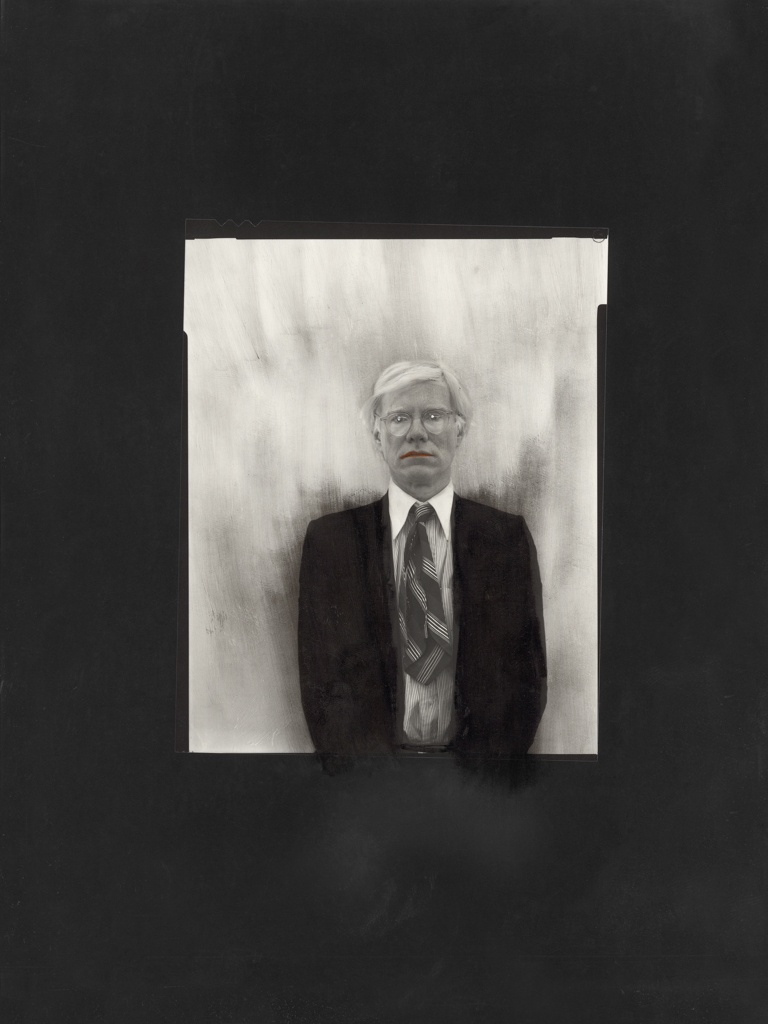 Andy Warhol, 1980. Übermalter PE-Print, Vintage, Format ca 9 x 9 cm